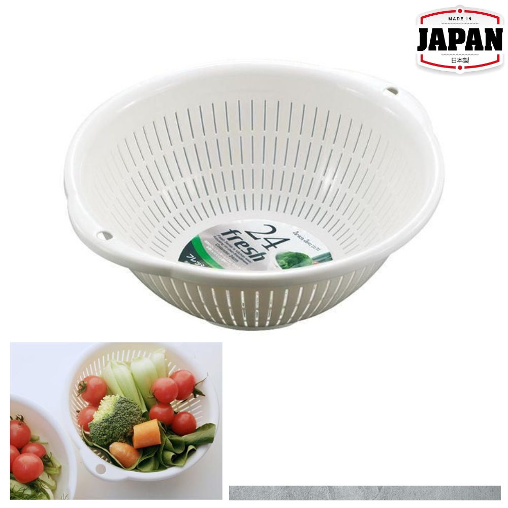 筲箕/瀝水篩 | 內徑24厘米 | 白色 | SANADA | 日本製 | SA-D5053WH
